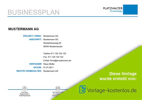 Businessplan Muster kostenlose Vorlage zum Download.